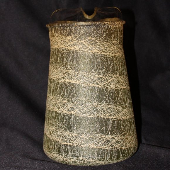 Vntg MCM Color Craft Green Spaghetti String Rubber Coated Drizzle Pitcher 2 Qt - Picture 2 of 6